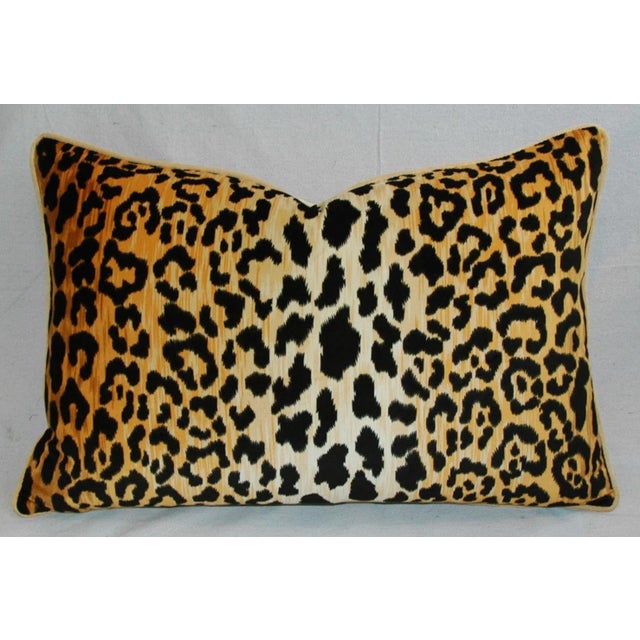 Large custom-tailored pillow in a new/never used ultra-soft 100% printed velvety cotton low-nap fabric depicting a safari...