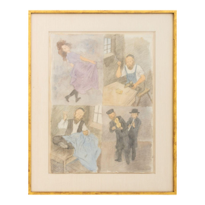 Raphael Soyer Figural Narrative Mixed Media