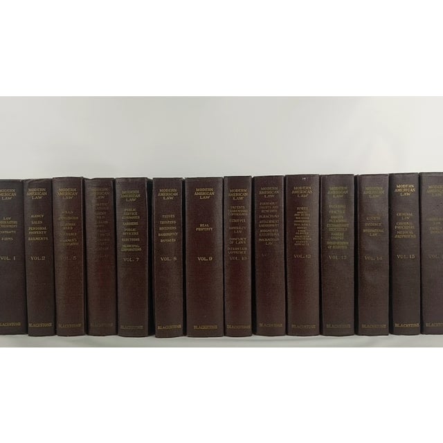 Vintage 1960 Blackstone Modern American Law Books – 14-Volume Burgundy & Gilt Library Set For Sale - Image 12 of 16
