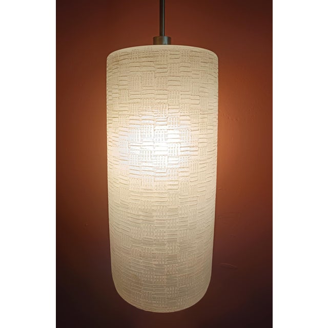 Large Vintage Glass Cylinder Pendant Light, 1950s For Sale - Image 4 of 12