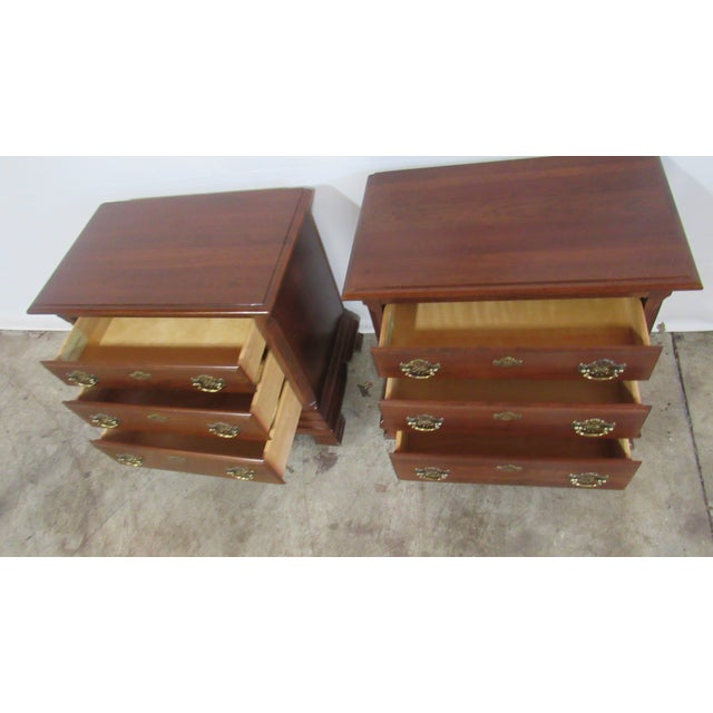Brown Pair James Sterling Mahogany Nightstands Tables Designer For Sale - Image 8 of 10