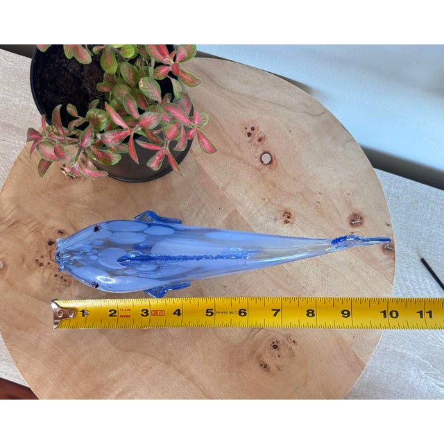 Mid-Century Modern Vintage Altaglass Blue Hand Blown 10” Glass Fish Sculpture For Sale - Image 3 of 12