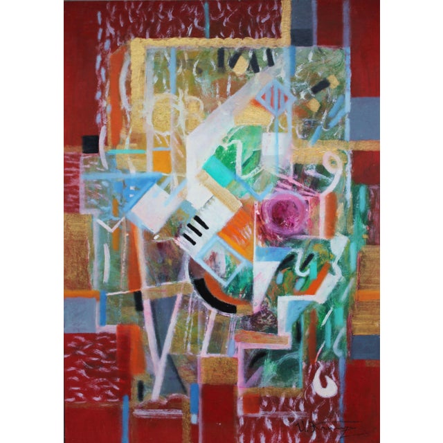 Early 21st Century Uldis Krauze, Musical Cafe, 2020, Oil & Acrylic on Cardboard For Sale - Image 5 of 5