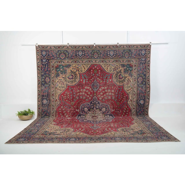 Vintage Persian Hand-Knotted area rug is a semi-antique vintage area rug. The '70s Eastern region of Persia's unique rug...