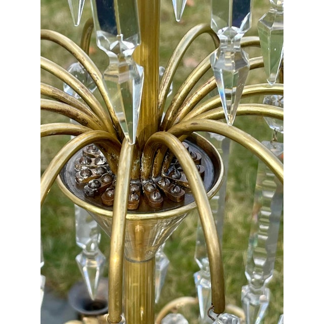Metal Late 19th Century 8 Arm Fountain Cut Crystal Chandelier For Sale - Image 7 of 13