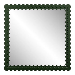 Fleur Home Carnival Chaos Square Mirror in Duck Green, 24x24 For Sale