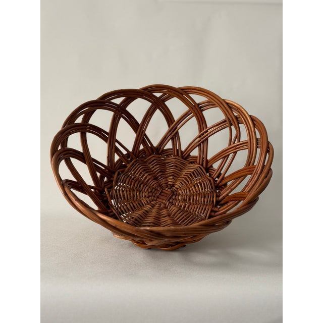 1970s Vintage Sculptural Rattan Basket | Open Weave For Sale - Image 5 of 7