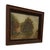 Vintage landscape painting depicting a rural homestead scene with a farmhouse, trees, dirt roadway, and open countryside....