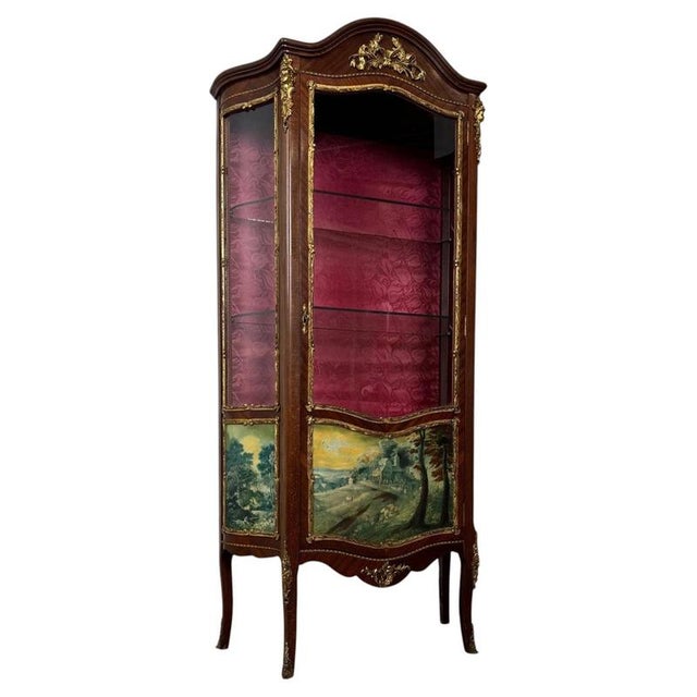 2000 - 2009 Antique Early 20th Century French Painted Mahogany Display Cabinet For Sale - Image 5 of 13