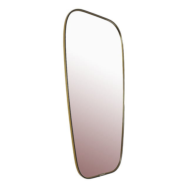Mid-Century German Asymmetric Brass Wall Mirror, 1960s For Sale