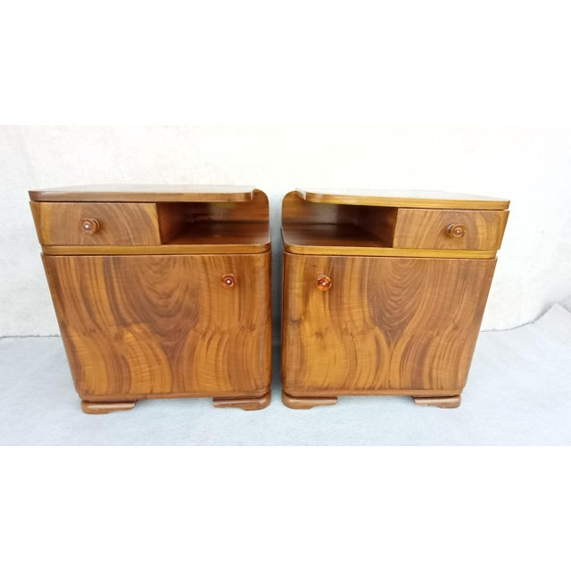 Very nice Art Deco style bedside tables, in original authentic condition. Made of beech and spruce wood. Quality...