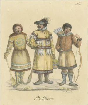 Brodtmann, Vter Stamm Unalaska Man, Nenet Woman & Inuit, 1816, Print
