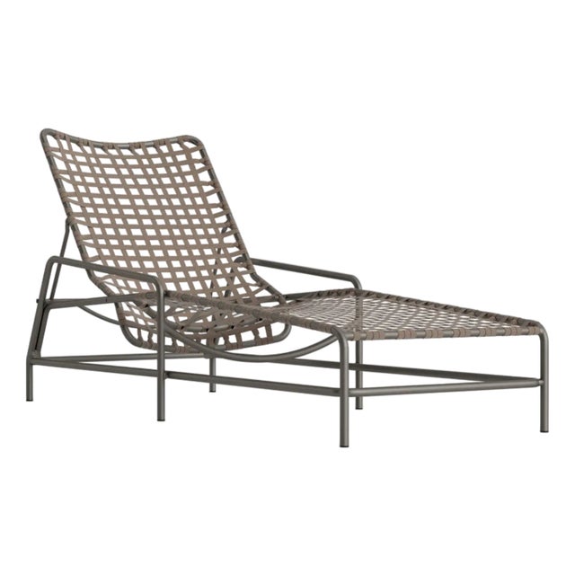 Brown Jordan Kantan Aluminum Suncloth Chaise Lounge, Mica frame with Mica fabric For Sale