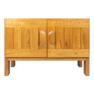 2-Door Buffet in Elm attributed to Maison Regain, 1970 For Sale