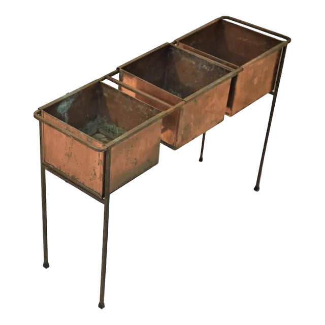 Swedish Copper and Wrought Iron Flower Planter by Hans-Agne Jakobsson, 1950s For Sale