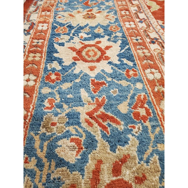 Antique Persian Sultanabad Carpet, Handmade Oriental Rug, Red, Light Blue & Gold For Sale - Image 9 of 18