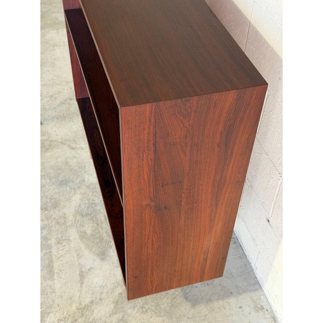 Brown Rosewood Bookcase Shelving Unit With Tapered Legs Storage Display Denmark 1960s For Sale - Image 8 of 10