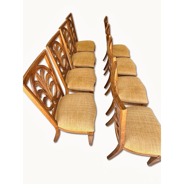 Wood Set of 8 Century Furniture Neoclassical Carved Dining Chairs For Sale - Image 7 of 9