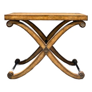 Neoclassical Leather Wrapped Console Table by Kreiss For Sale