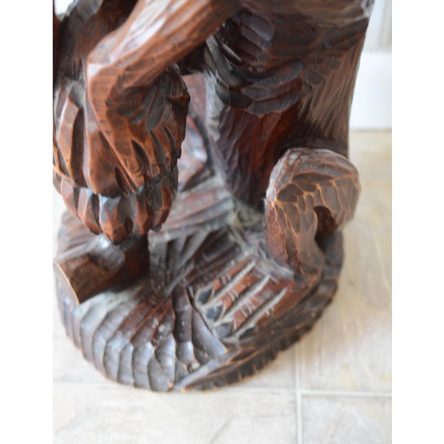 Wood Wood Carved Monkey See No Evil Statue For Sale - Image 7 of 11