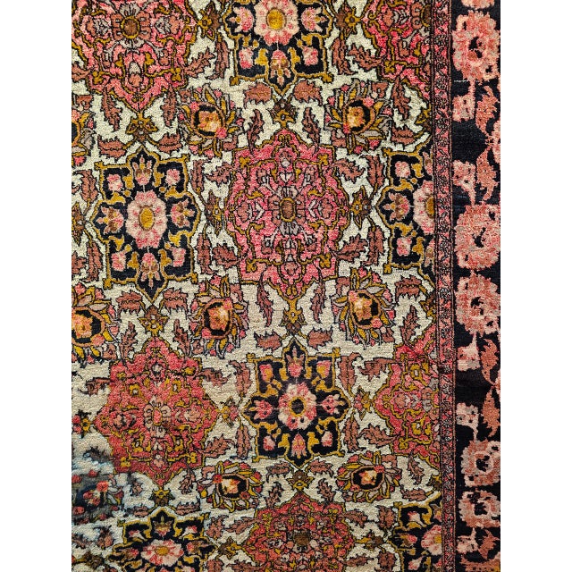 Vintage Afghan Silk Room Size Rug in Allover Pattern in Ivory, Burgundy, Brown For Sale - Image 10 of 15