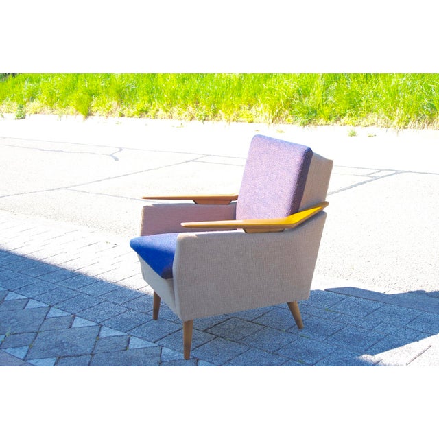 Italian Boomerang Lounge Chair in Wood and Fabric, 1950s For Sale - Image 13 of 13