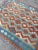Islamic Hand-Woven Afghan Kilim Rug | Vibrant Geometric Design in Blue and Orange For Sale - Image 3 of 11
