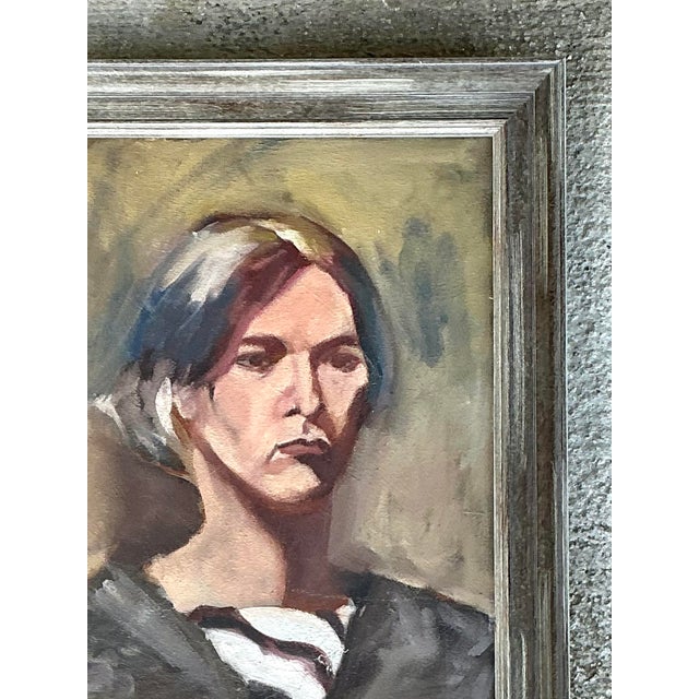 Vintage Original Oil Portrait on Canvas For Sale - Image 4 of 12