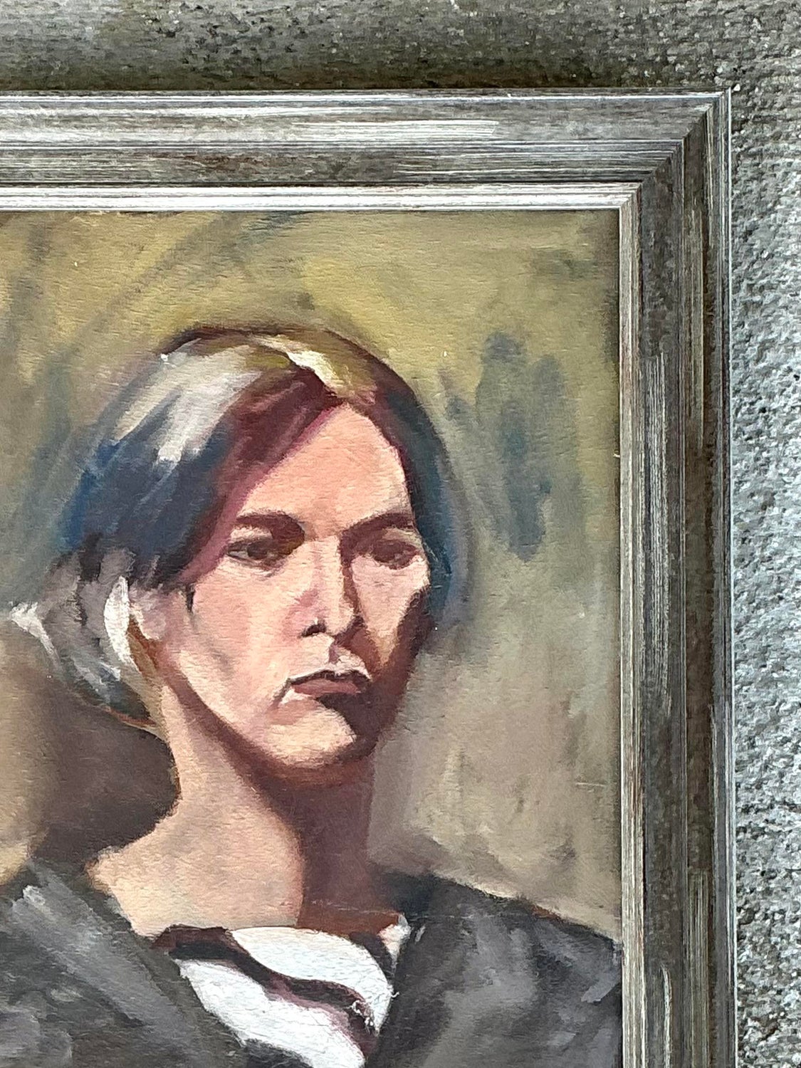 Vintage Original Oil Portrait on Canvas - Canvas, 17.75W x 21.75H - Back view