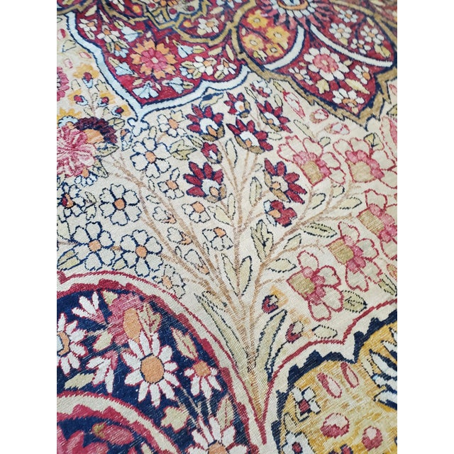 Antique Persian Lavar Kerman Carpet, Traditional, Soft, Gold, Ivory, Blue, Green For Sale In New York - Image 6 of 18