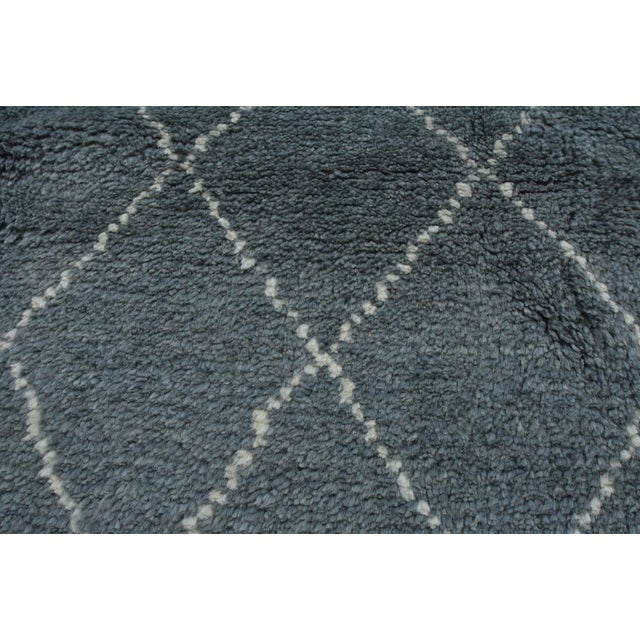 Blue Moroccan Rug 8’4” X 9’10” Blue Wool Contemporary Hand-Knotted Carpet For Sale - Image 8 of 12