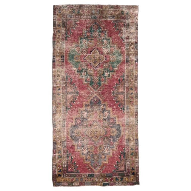 Vintage Natural Faded Rug For Sale