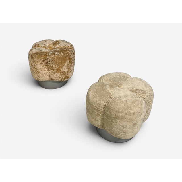 Mid-Century Modern Italian Modern, Ottomans, Fabric, Painted Wood, Italy, 1930s For Sale - Image 3 of 13
