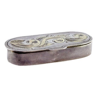 Silver Pill Box with Floral Motifs For Sale