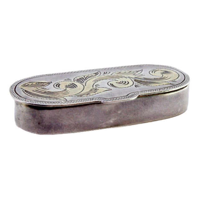 Silver Pill Box with Floral Motifs For Sale