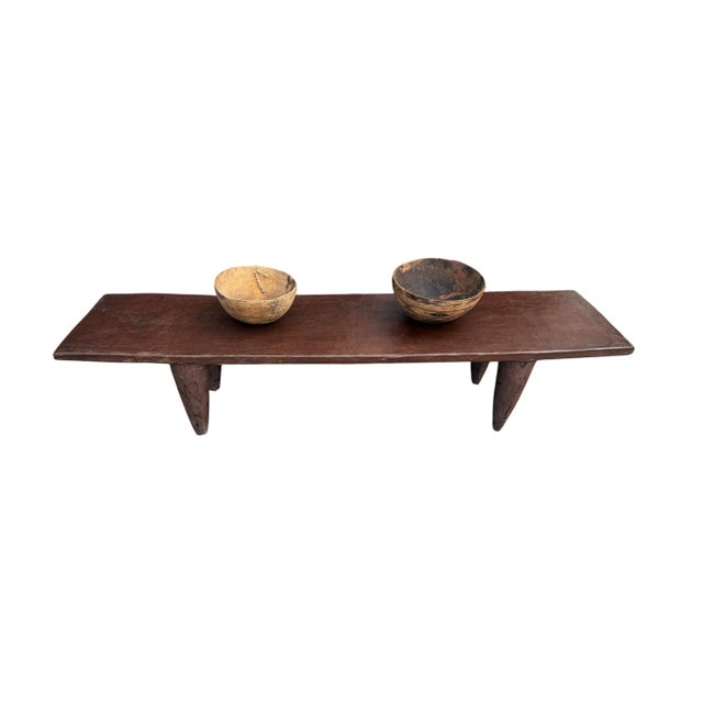 Tribal Vintage Large-Tribal-Wood-Senufo-Coffee-Table stool-74.25" W For Sale - Image 3 of 8