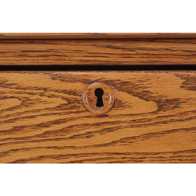 Brown Mid 20th Century Eastlake Quarter Sawn Oak Tall Dresser With Beveled Mirror For Sale - Image 8 of 13