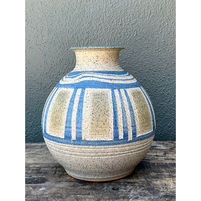 Vintage Hand Painted Original Studio Pottery Vase For Sale - Image 4 of 12