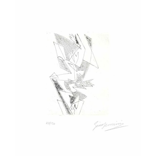 Black composition is an artwork realized by Gino Severini, (Cortona, Italy 1883 - 1966 Paris) in 1962. 50x40 sheet, 15x11...