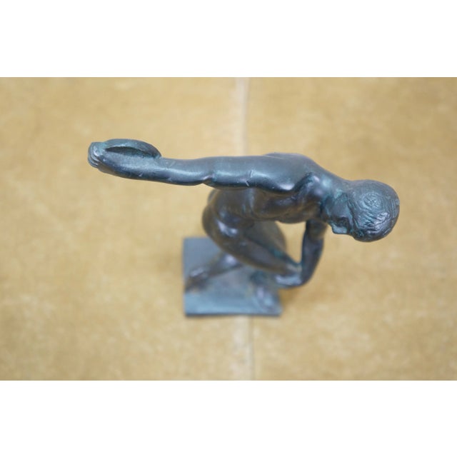 Vintage Bronze Discobolus Myron Greek Discus Thrower Figurine Sculpture Statue 7" For Sale - Image 6 of 11