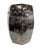 vintage ceramic garden stool, showcasing a rich, high-gloss tortoiseshell glaze. Designed in an elegant octagonal, barrel-...