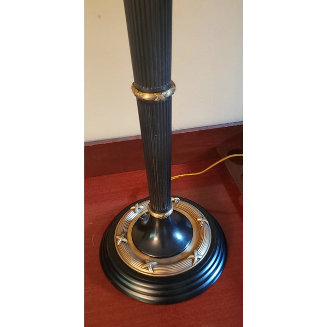 Vintage Black & Gold Empire Torch Style Table Lamp For Sale - Image 4 of 8