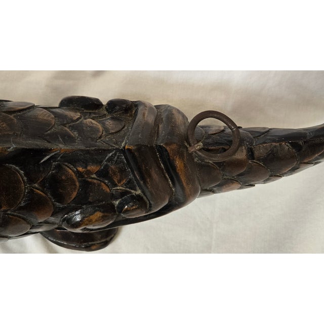 Antique Japanese Carved Wood Koi Fish Jizaikagi Pot Hook Meiji Period For Sale - Image 12 of 18