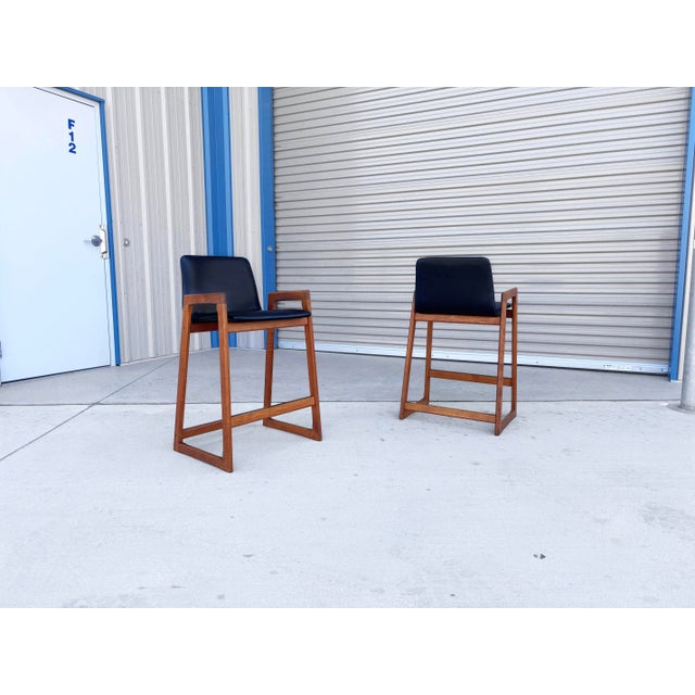 1960s Danish Modern Teak Barstool Set of 4 For Sale - Image 9 of 12