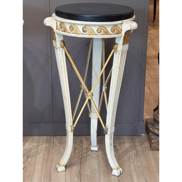 Pair of 20th Century Northern European Parcel-Gilt Pedestals With Marble Tops For Sale - Image 4 of 10