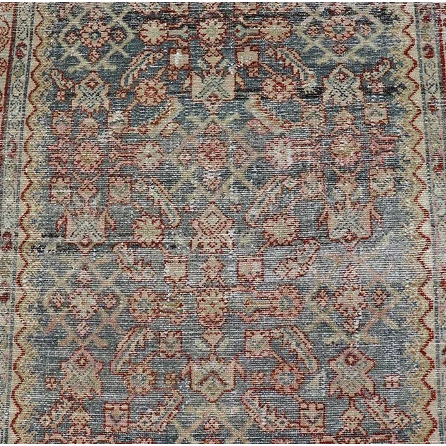 Early 20th Century Antique Persian Malayer Gallery Runner With All-Over Design in Gray, Steel Blue and Multi Colors For Sale - Image 10 of 13