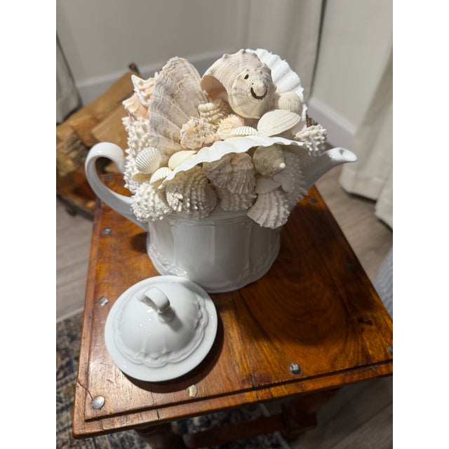 Ceramic Celestial Meets the Sea Shell Encrusted Tea Pot-Coastal Art Sculpture For Sale - Image 7 of 8