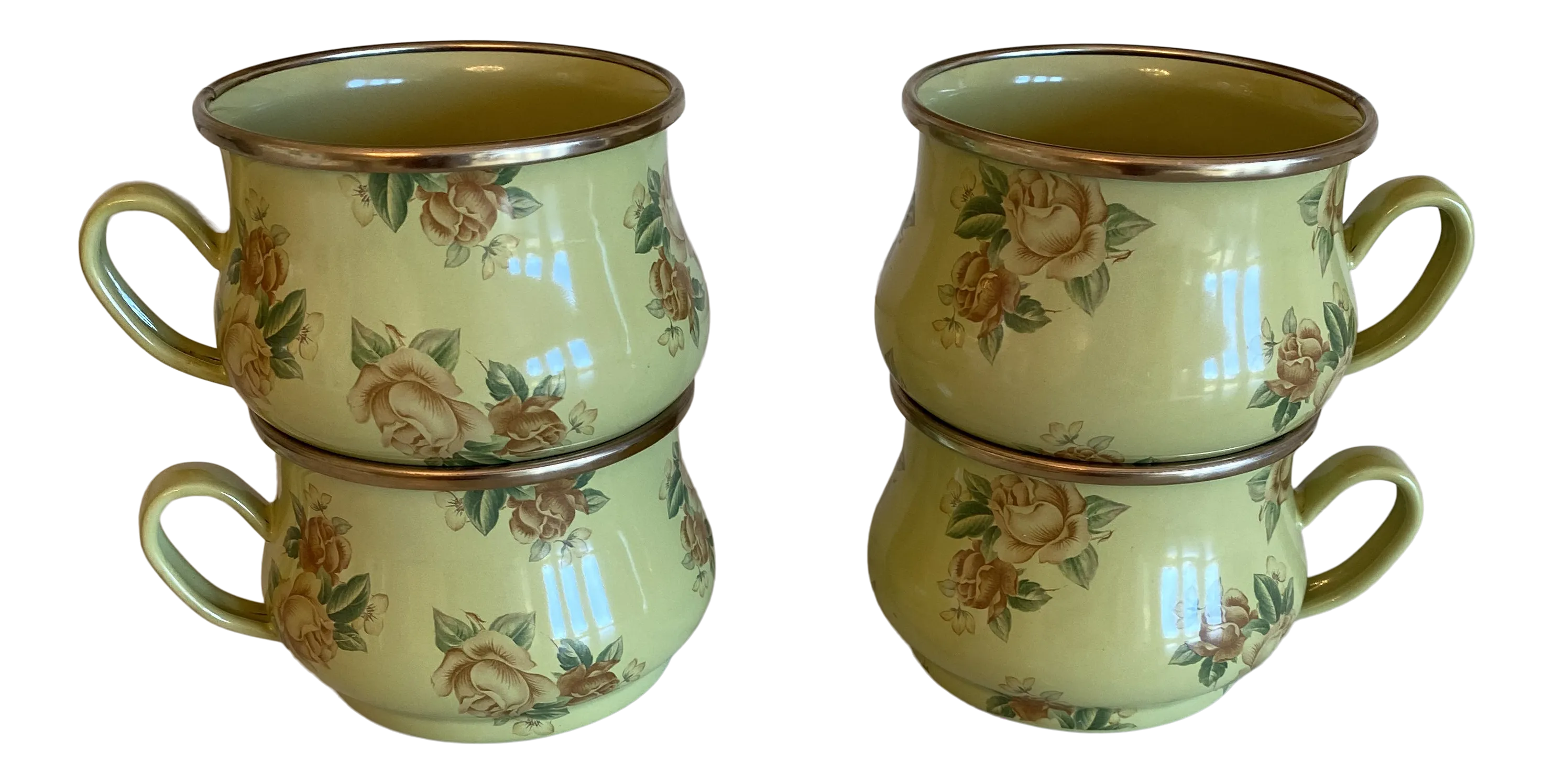 Vintage 1990s MacKenzie-Childs Enamelware Mugs- Set of 4 | Chairish