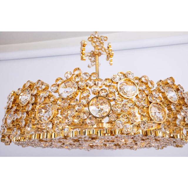 Gilt Brass and Crystal Glass Encrusted Chandeliers from Palwa, Germany, 1970s For Sale - Image 10 of 17