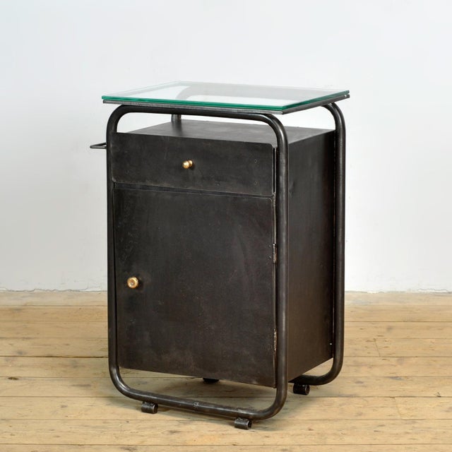 Bauhaus Bedside Tables in Iron and Glass, 1920s, Set of 2 For Sale - Image 4 of 16